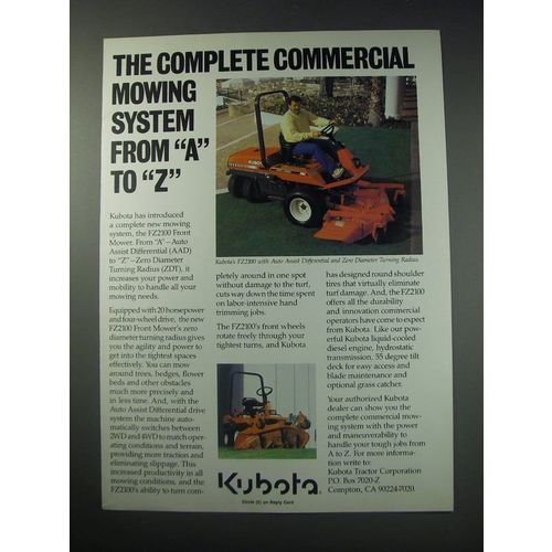 1991 Kubota FZ2100 Front Mower Ad - The complete commercial mowing system