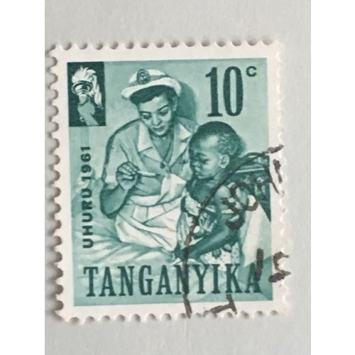 Tanganyika 1961 Independence 10c Deep Bluish Green Used SG 109 Sc 46 stamp nurse