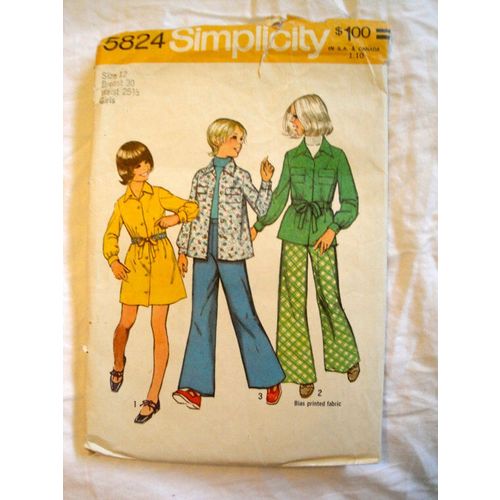 Simplicity 5824 Girl's Dress, Shirt Jacket & Pants Pattern - Size 12