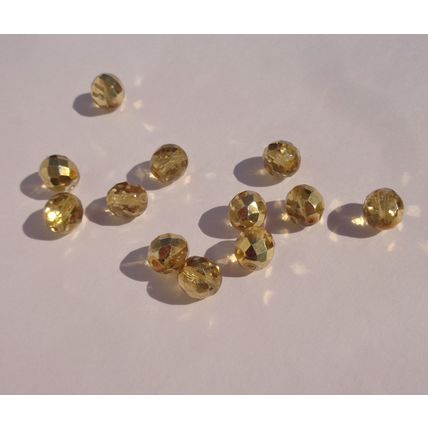 12 Faceted Gold Vitrail Crystal Round Glass Beads 10mm Czech Vintage bd080
