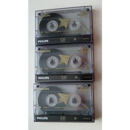 3 x PHILIPS CD EXTRA 90 CHROME AUDIO CASSETTE TAPE