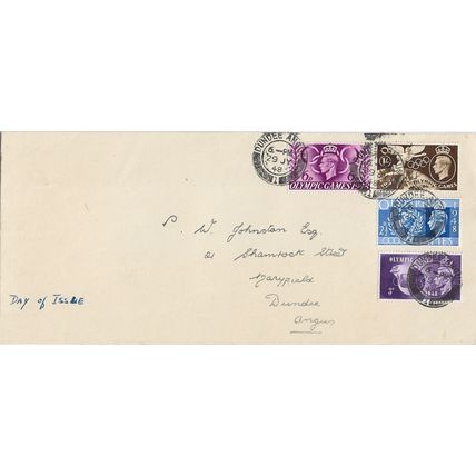 GB 1948 Olympics full set FDC Dundee pm