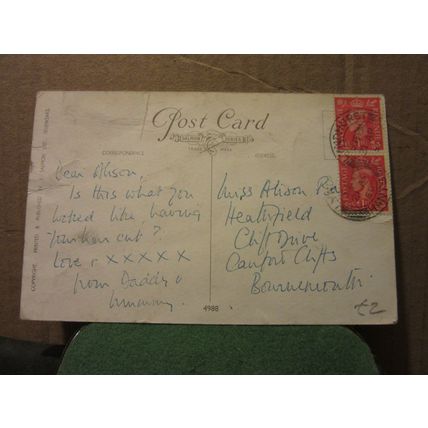 BIMBO THE ELEPHANT AT THE BARBERS vintage used postcard by J. Salmon 1950 pm