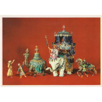 Court Of The Great Mogul Gilded Enamel Precious Stones Postcard