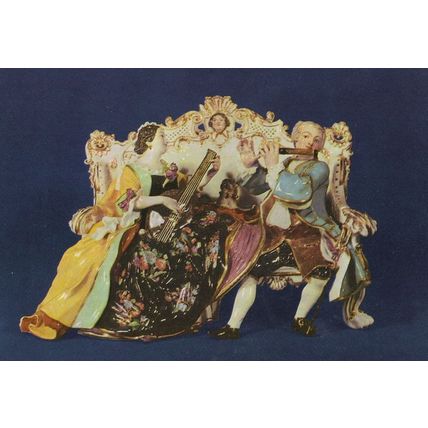 Sofa Group JJ Kandler Meissen 1757 Dresden Porcelain Postcard