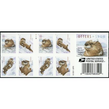 Otters In Snow Booklet of Twenty - Postage Stamps Scott 5651b