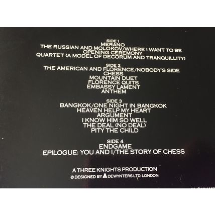 CHESS - Tim Rice /Andersson/Ulvaeus (2 x 12" Vinyl LP Record album) 33⅓ RPM 1984
