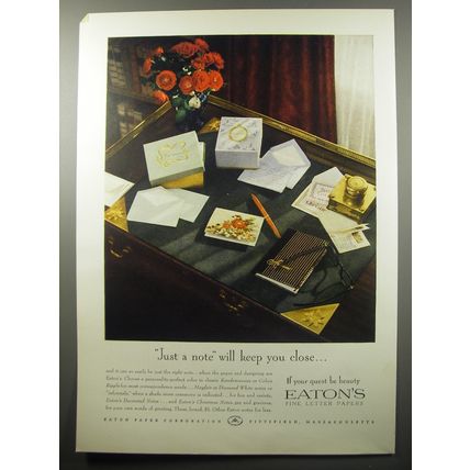 1955 Eaton's Fine Letter Papers Ad - Just a note will keep you close