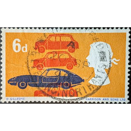 STAMP GREAT BRITAIN SG702 1966 6d British Motor Cars Used
