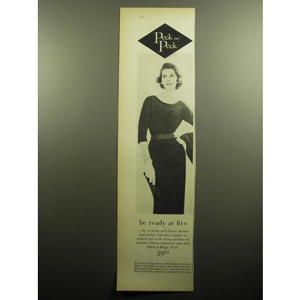 1958 Peck and Peck Dress Advertisement - be ready at five