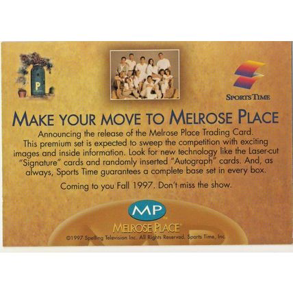 1997 SPORTS TIME MELROSE PLACE PROMO CARD