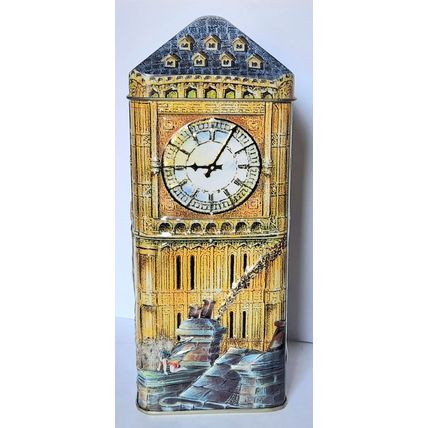 TIN MONEY BOX ** - CHURCHILL - BIG BEN - PETER PAN - 19 x 8 cm - VERY GOOD