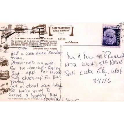 ZAYIX US Postcard San Francisco Chinatown at Night street scene 1971 0324M0226