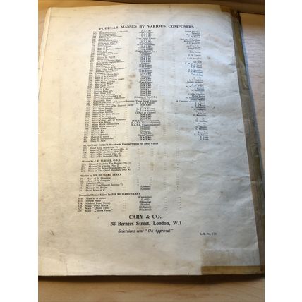 Mass in Honour of St Brigid. Sheet music c. 1890, 19 pages. collectable
