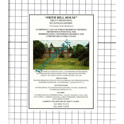 Frith Hill House Great Missenden Buckinghamshire House Sale Advert- 1991 Cutting