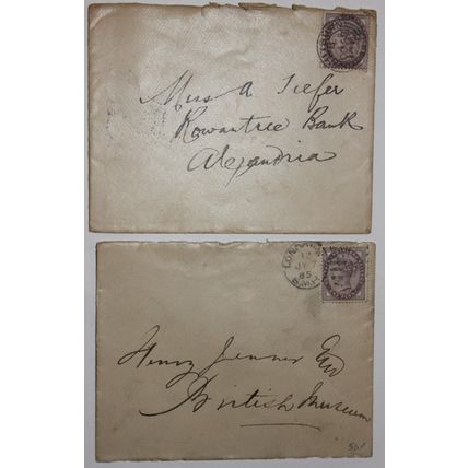 GB QV 2 Covers 1885 & 1901 with 1d Lilac one Bedford Hotel to London Museum etc