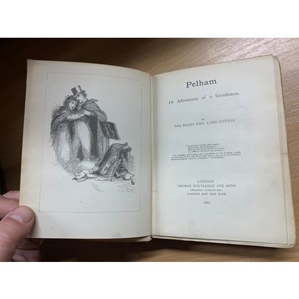 1887 LORD LYTTON "PELHAM" FICTION ANTIQUE FINE BINDING HARDBACK BOOK (P4)
