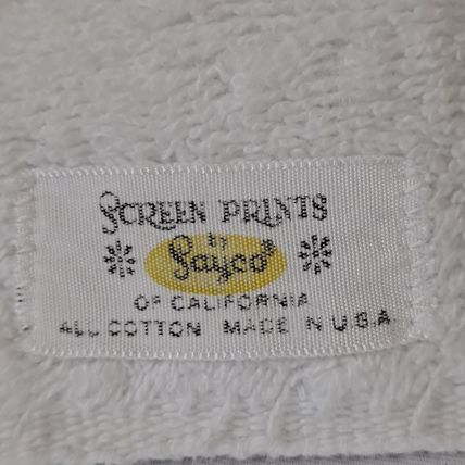 Vintage SAYCO Screen Prints BATH HAND TOWEL Green Rose Flowers 25" x 16"
