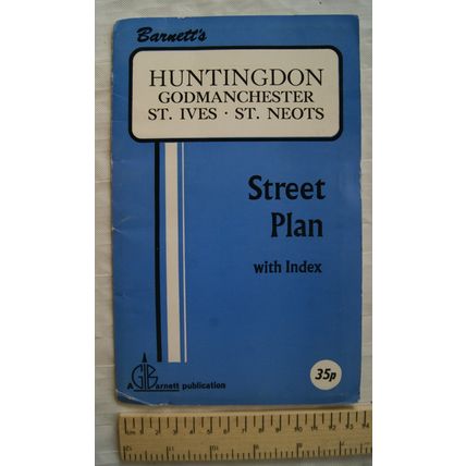 Vintage: Barnett's Street Plan with index, Huntingdon, Godmanchester, St. Ives