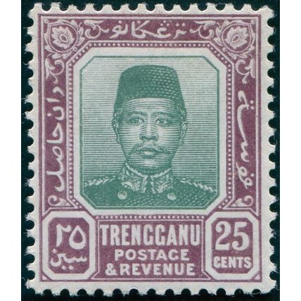 Trengganu 1915 25c green & dull purple SG12 unused