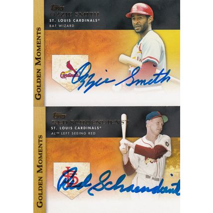 OZZIE SMITH & RED SCHOENDINST AUTO 2012 ST. LOUIS CARDINALS HOF WORLD CHAMPIONS