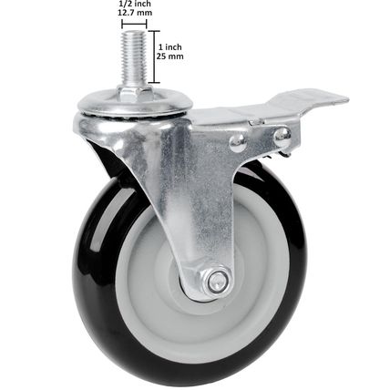 Finnhomy Swivel Caster Wheels 5 Inch Threaded Stem Casters Set of 4 Heavy Duty 1