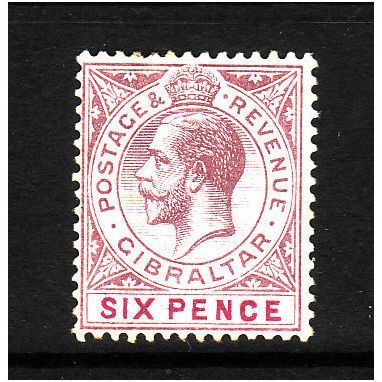 GIBRALTAR 1912 SG 80 6d DULL PURPLE AND MAUVE M / MINT#2