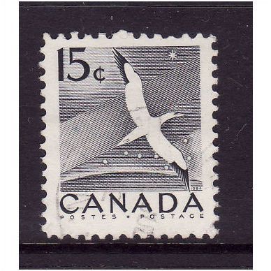 CANADA 1954 15c BLACK NORTHER GANNET SG 474 FINE USED