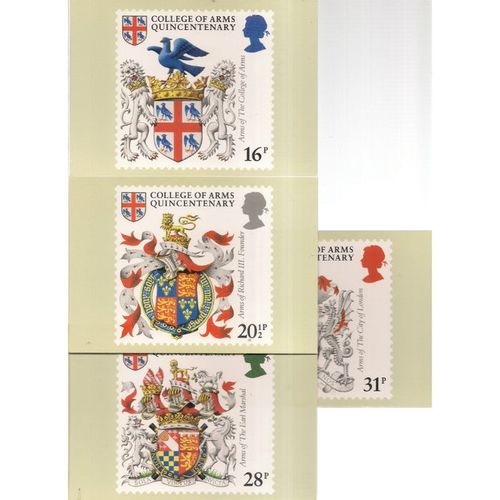 HERALDRY set of 4 issued 1984 by Post office postcard stamps