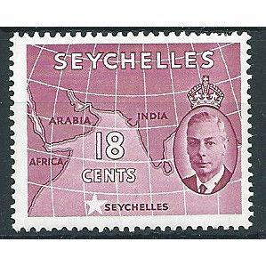 Seychelles 1952 SG162 18c Carmine-Lake Mounted Mint .. ..