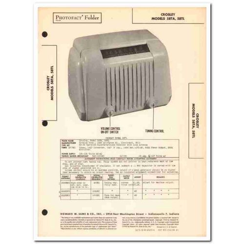 crosley model 58ta 58tl 5-tube am radio receiver sams photofact manual