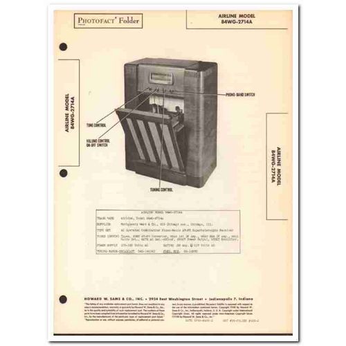 airline model 84wg-2714a 7-tube am fm phonograph sams photofact manual
