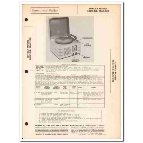 sonora model rgmf-212 rgmf-230 am radio phono sams photofact manual