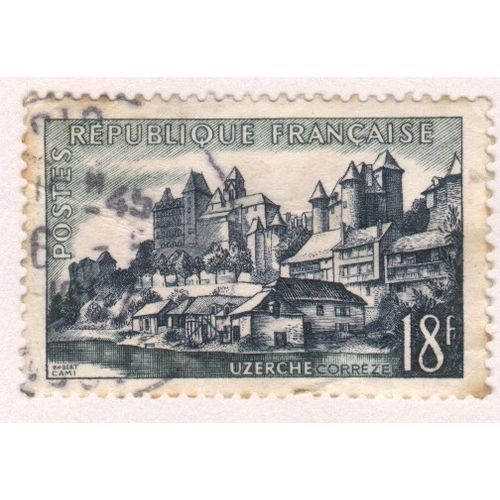 France 1955 - SG1266 - 18f blue & green - Uzerche Correze - used
