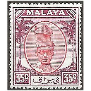 Perak 1952 SG143 35c Scarlet & Purple Mounted Mint . .. .