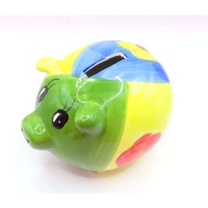 Piggybank Floral Multicoloured Ceramic Money Box 9 CM Gift Home Decor Savings