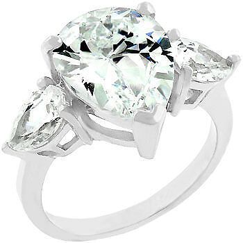 Cubic Zirconia Pear Triplet Ring