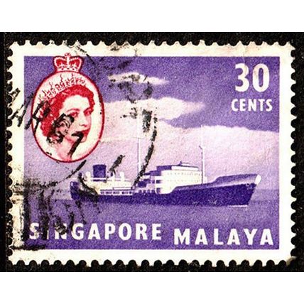 Malaya Singapore 1955 Boat 30c Used Stamp