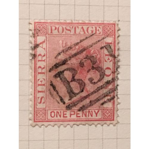 Sierra Leone QV 1876 1d Rose Red Used Stamp SG 17 postage queen victoria