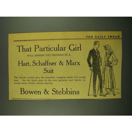 1915 Bowen & Stebbins Hart, Schaffner & Marx Suit Ad