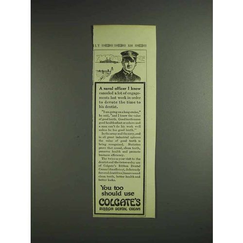 1914 Colgate's Ribbon Dental Cream Ad - Naval Officer
