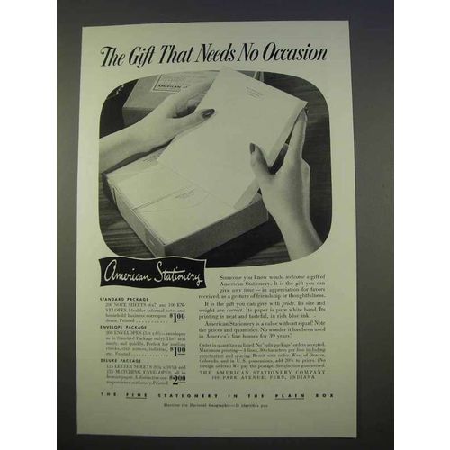 1955 American Stationery Ad - Needs No Occasion