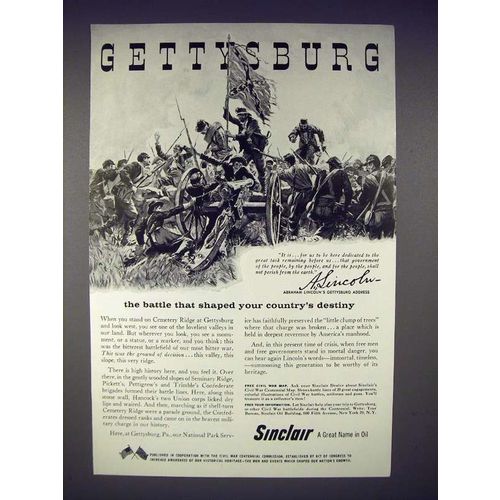 1961 Sinclair Oil Ad - Gettysburg - Shaped Destiny