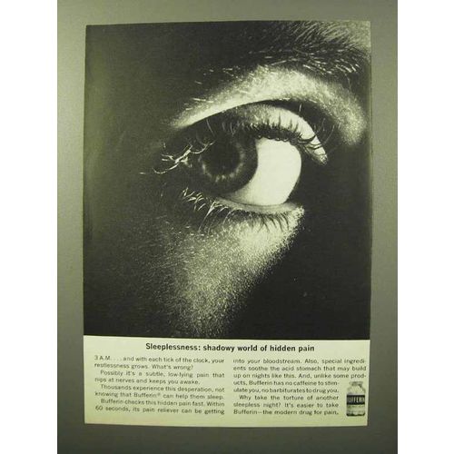 1964 Bufferin Medicine Ad - Sleeplessness Hidden Pain