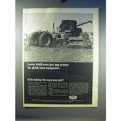 1968 Texaco Farm Service Ad - Marfak Grease