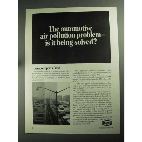 1968 Texaco Oil Ad - Automotive Air Pollution Problem
