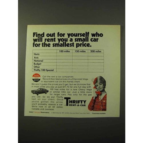 1972 Thrifty Rent-a-Car Ad - Find Out For Yourself