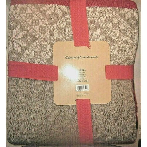 Hallmark Knit Cozy Throw Blanket 48 x 60 Red Gray 100% Acrylic