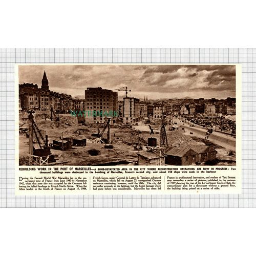 C3366) Port Of Marseilles Rebuilding Work War Bomb Damage France - 1950 Clip