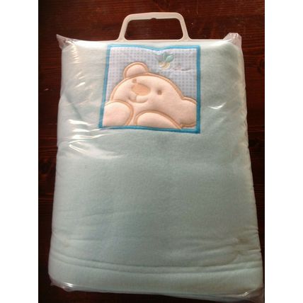 New Bear "Super Soft" Blue fleece cot bed blanket, 160 x 120cm,
